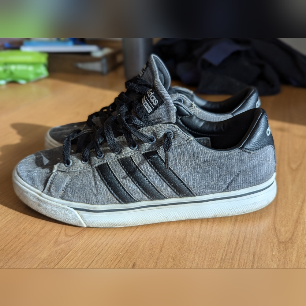 Adidas Cloudfoam Super Gray and Black Sneakers